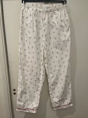 Oggitt Cotton Cozy Women's Cream Rooster-Print Pajama Pants size Medium